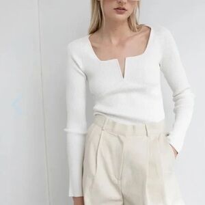 Oak + Fort White Ribbed Sweater